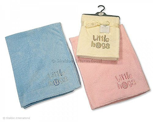 Baby waffle Fleece Wrap Pink Blanket - Little Hugs - hanrattycraftsgifts.co.uk
