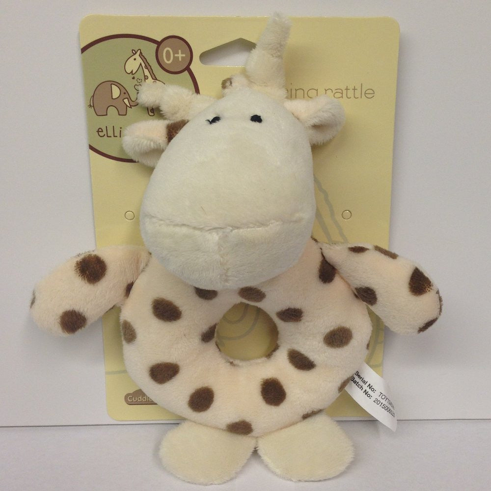 Elli & Raff Plush Ring Rattle (Pair) Elephant & Giraffe - hanrattycraftsgifts.co.uk