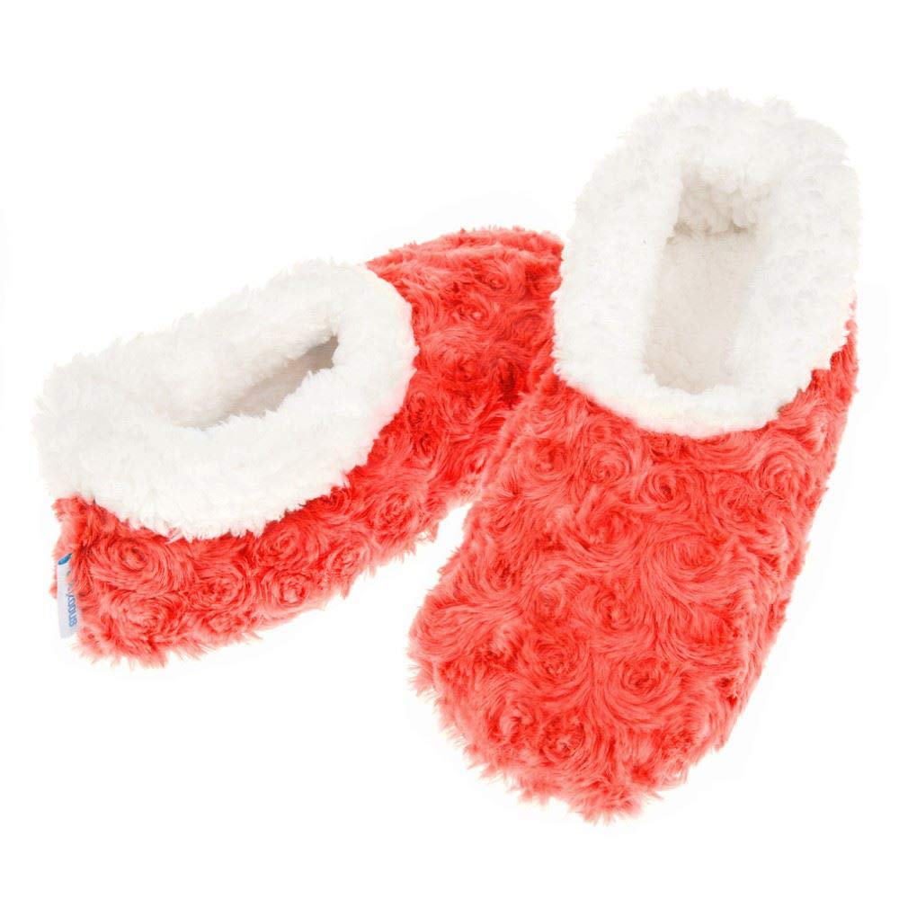 Ladies Super Soft Rose Textured Fur-Like Fabric Snoozies Slippers - hanrattycraftsgifts.co.uk