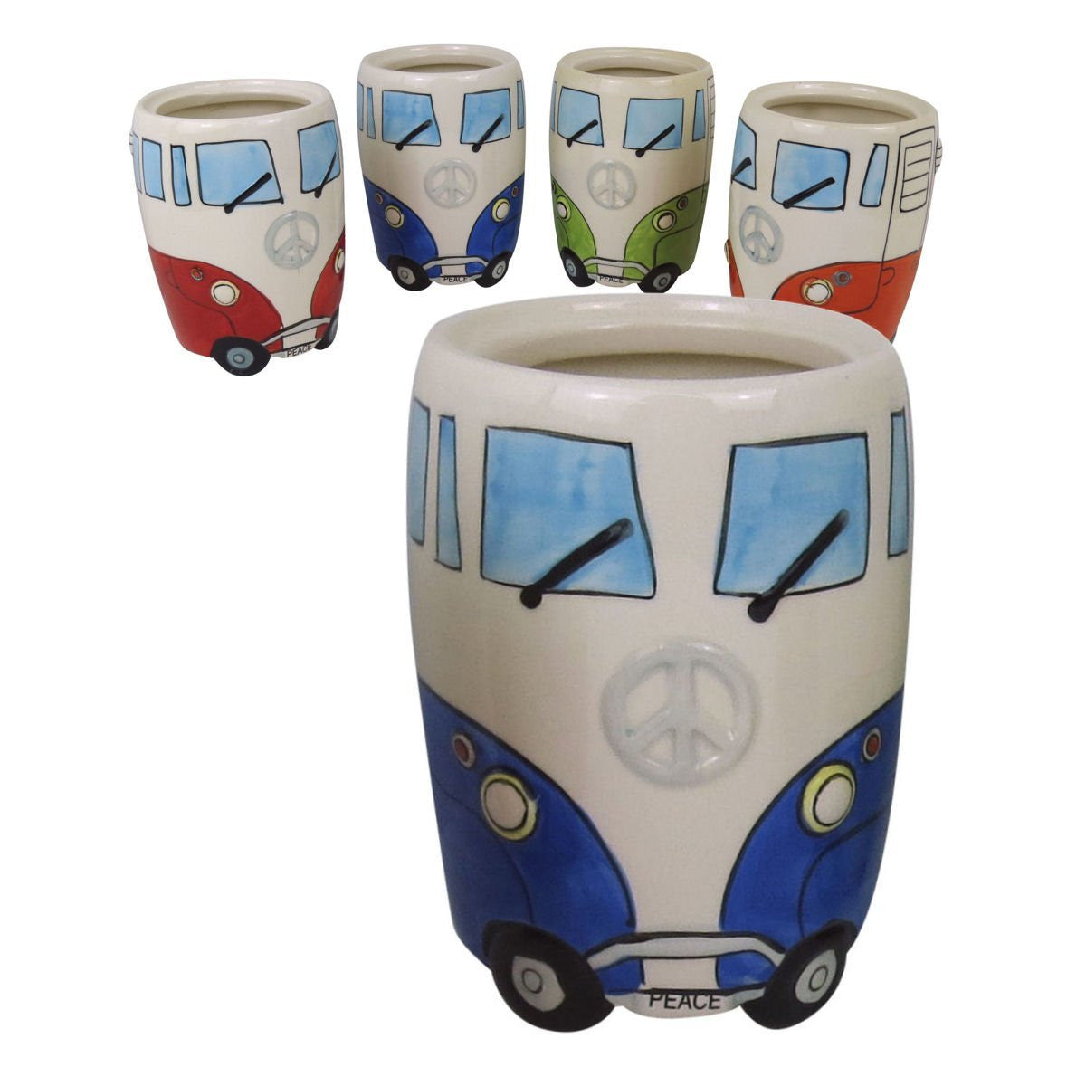 VW Camper Van Ceramic Utensils Jar (Blue) - hanrattycraftsgifts.co.uk