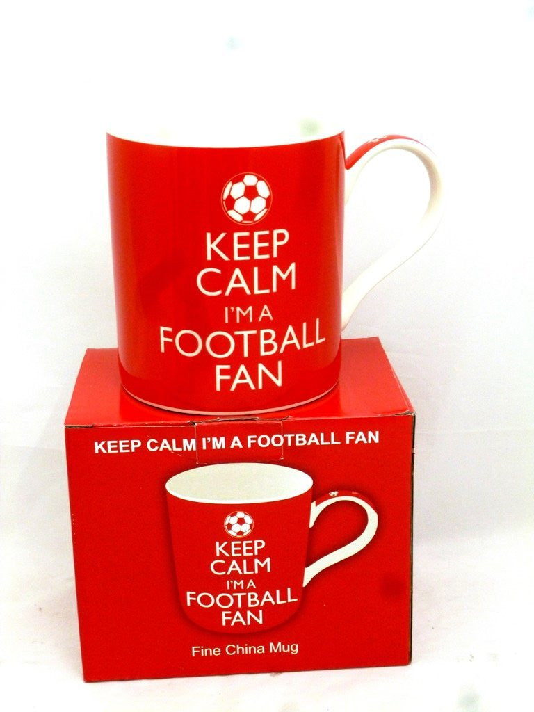Keep Calm I'm A Football Fan Tea or Coffee Fine China Mug Gift Red Colour - hanrattycraftsgifts.co.uk