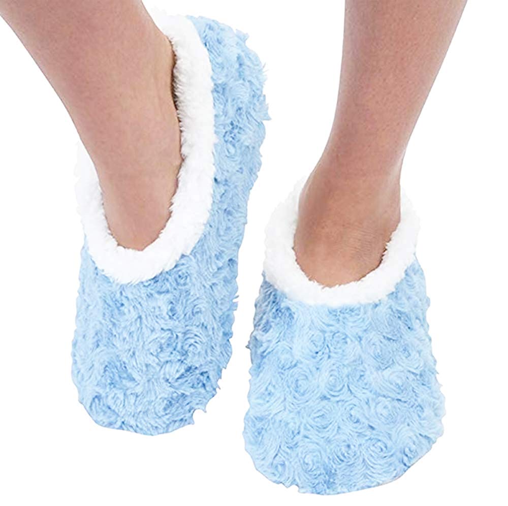 Ladies Super Soft Rose Textured Fur-Like Fabric Snoozies Slippers - hanrattycraftsgifts.co.uk