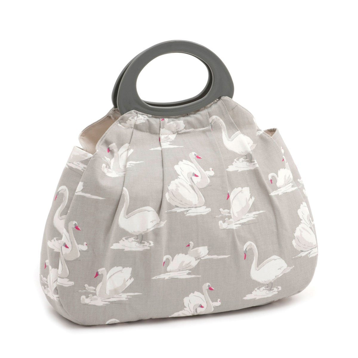Hobby Gift 'Swans Pebble' Gathered Knitting Bag 14 x 34 x 43cm (d/w/h) - hanrattycraftsgifts.co.uk