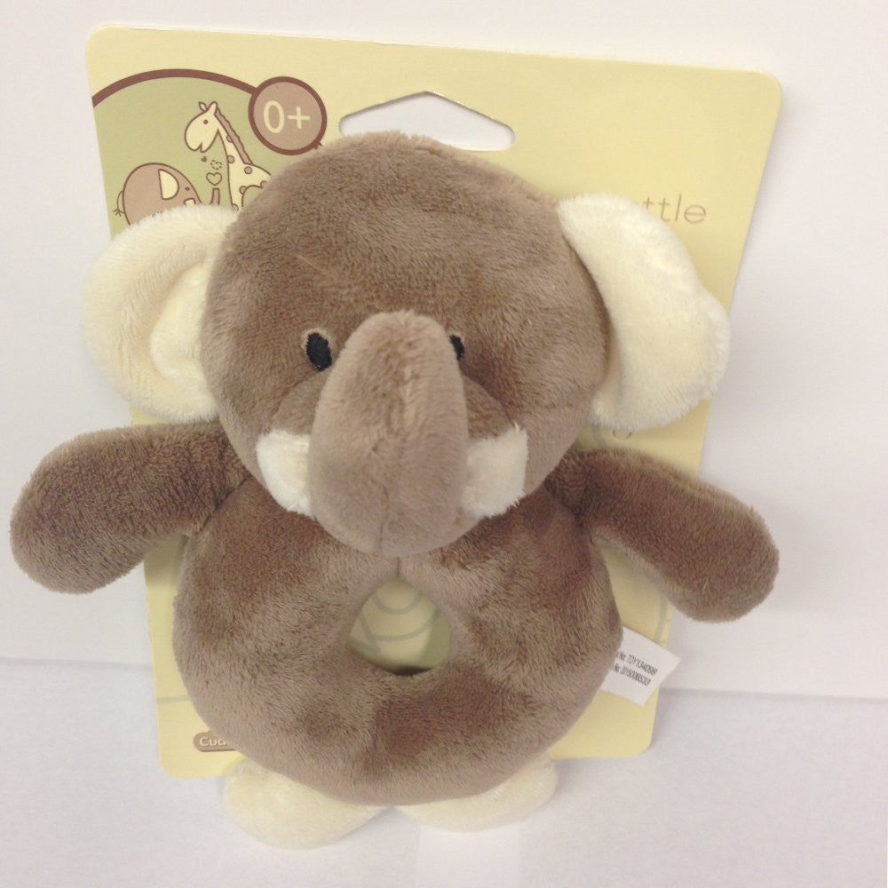Elli & Raff Plush Ring Rattle (Pair) Elephant & Giraffe - hanrattycraftsgifts.co.uk