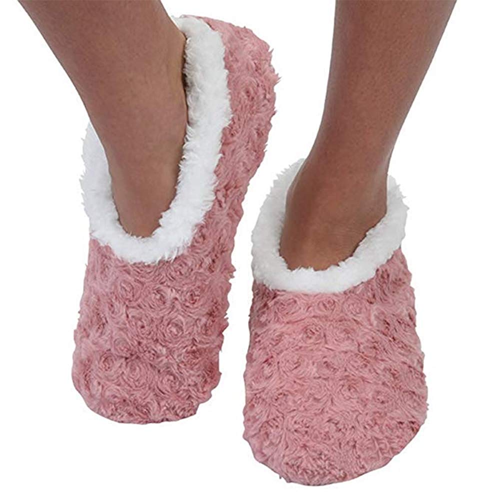 Ladies Super Soft Rose Textured Fur-Like Fabric Snoozies Slippers - hanrattycraftsgifts.co.uk