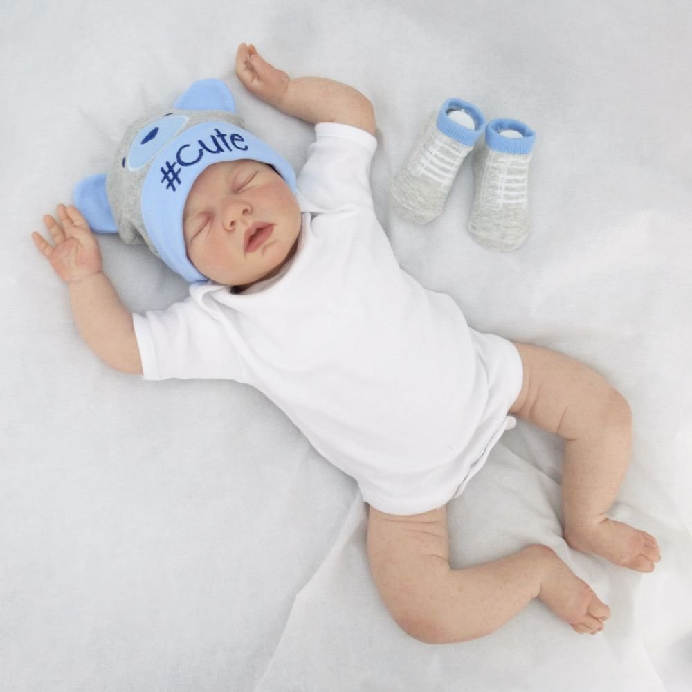 Boys Hat and Socks Set 0-6 Months Grey/Blue - hanrattycraftsgifts.co.uk
