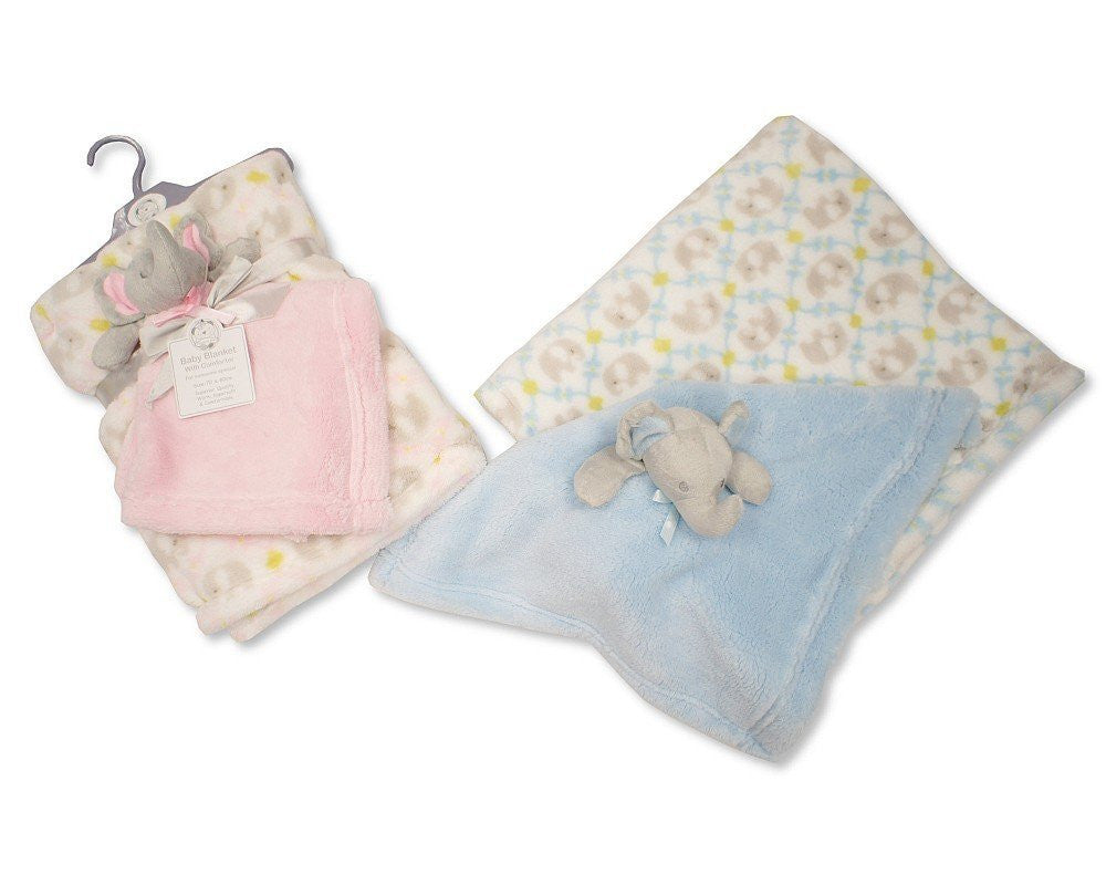 Beautiful Soft Blue Baby/Child Soft Toy/Cuddly Toy Elephant with Blanket 70 x 80 cm - hanrattycraftsgifts.co.uk