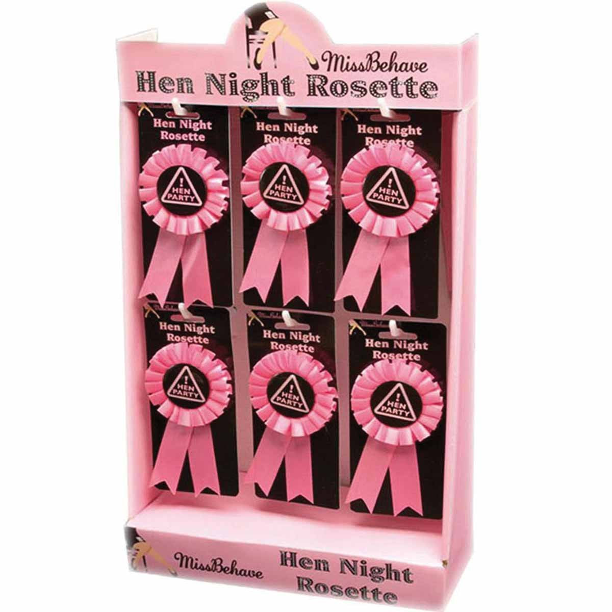 Novelty Hen & Stag Party Accessories Miss Behave Hen Party Rosette - Pink - hanrattycraftsgifts.co.uk