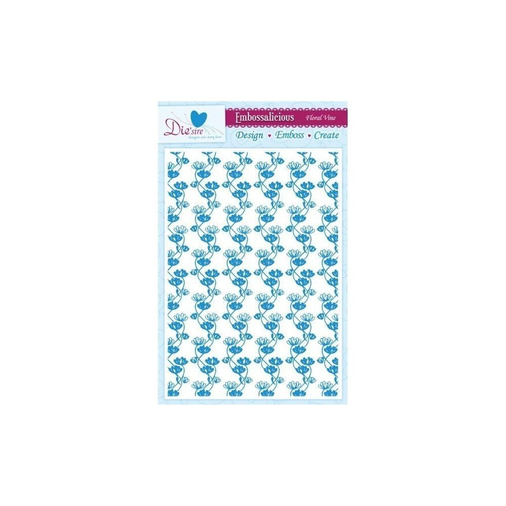 Crafter's Companion Die'sire Embossalicious A4 Embossing Folder - Floral Vine - hanrattycraftsgifts.co.uk