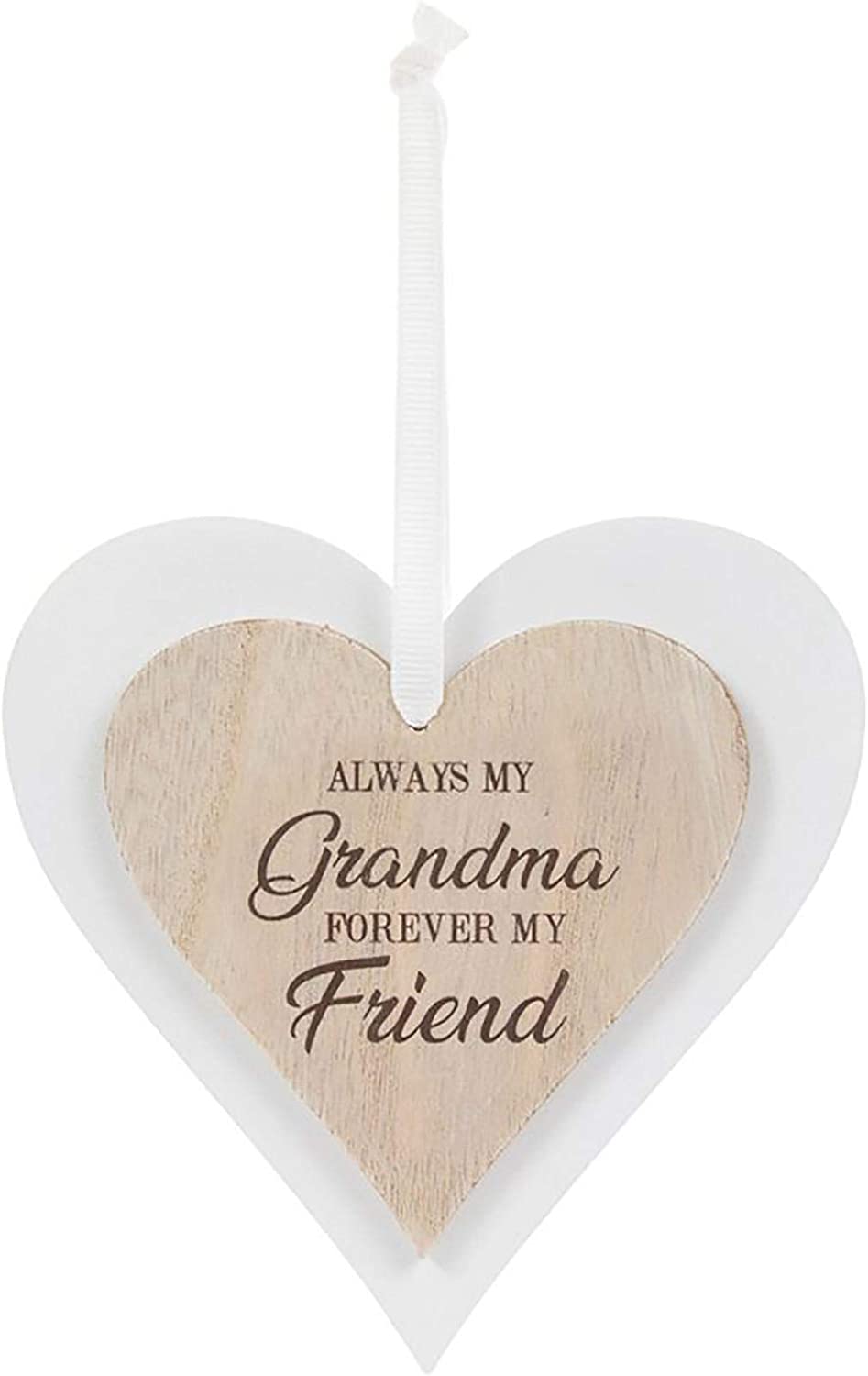 The Leonardo Collection Double Wooden Heart Plaque Hanging Sign - Always My Grandma Forver My Friend