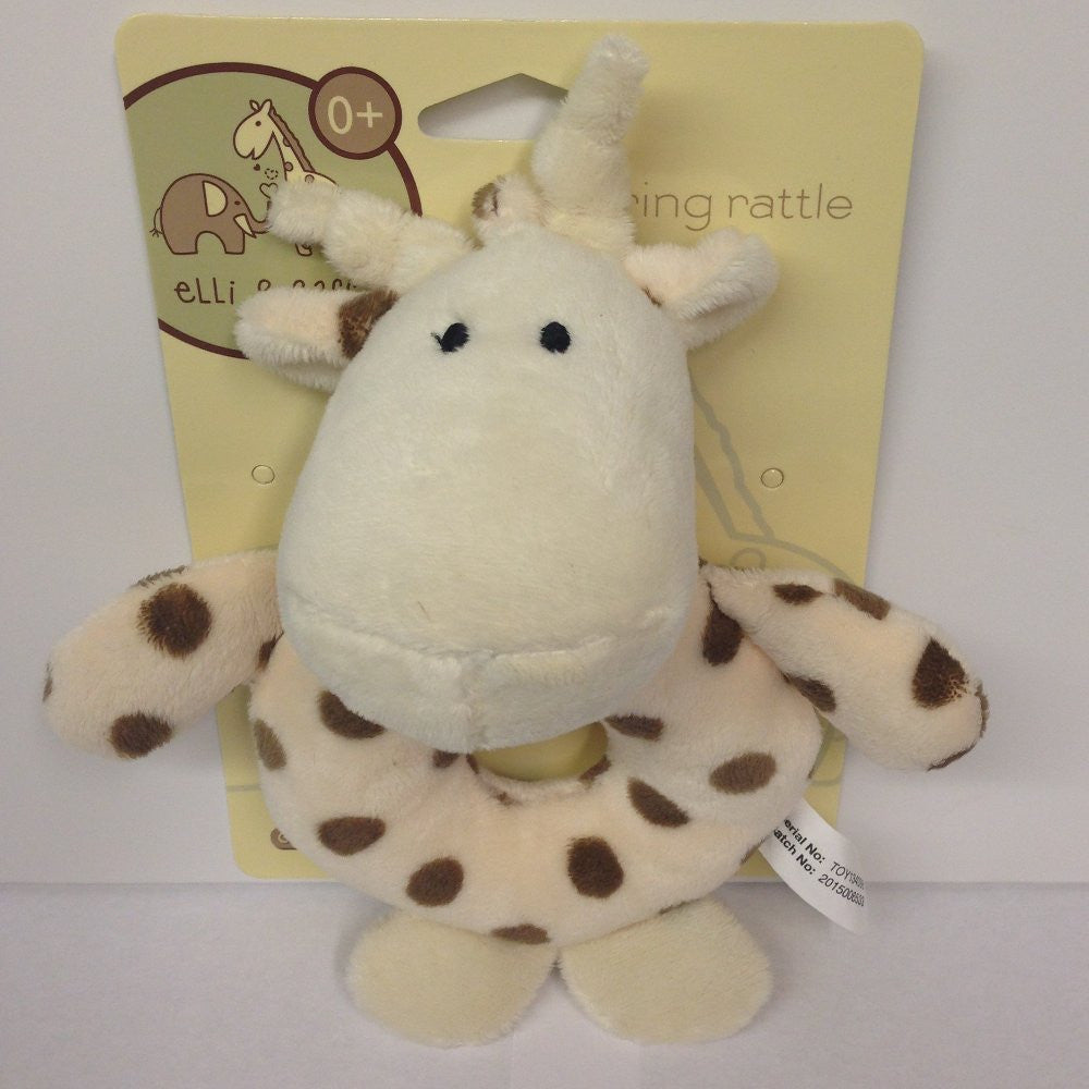 Elli & Raff Plush Ring Rattle (Pair) Elephant & Giraffe - hanrattycraftsgifts.co.uk