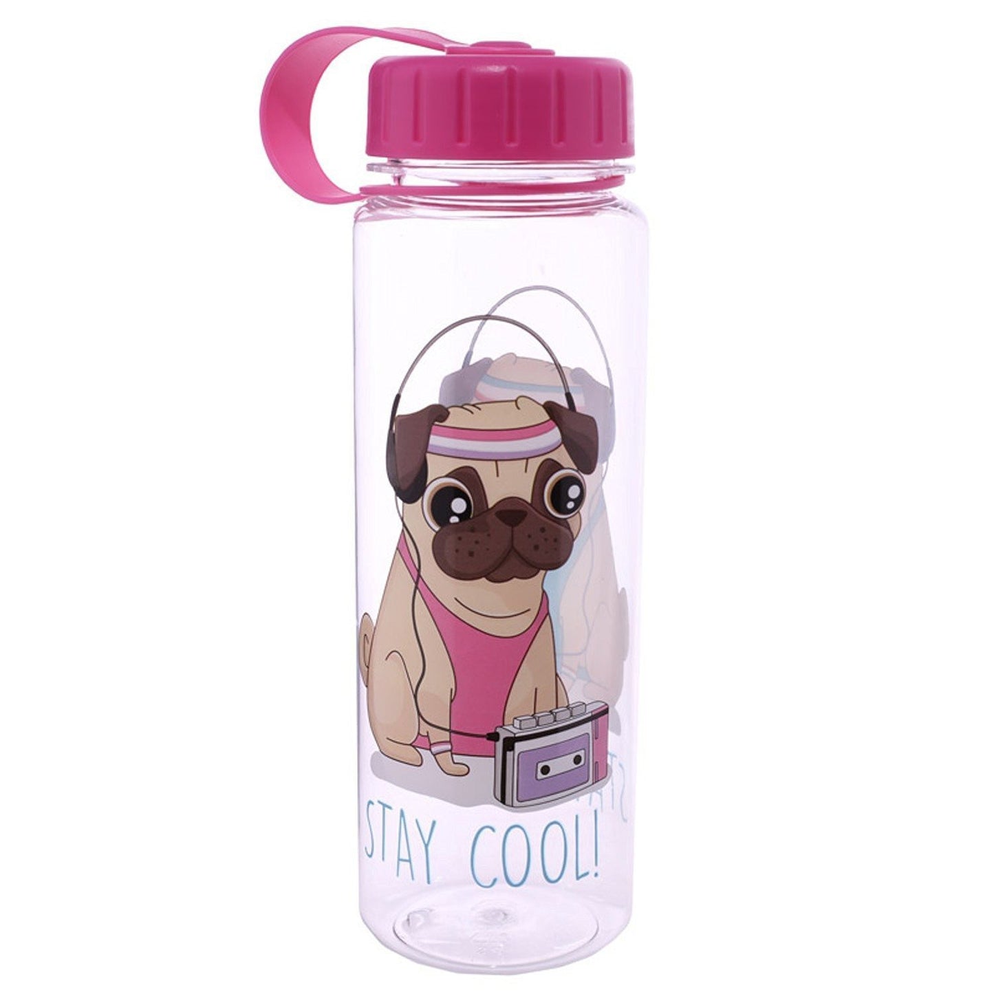 Funky Pug Stay Cool Design 500ml Bottle Fun for all the family at home, work or on holiday. Great for Pug Dog Lovers - hanrattycraftsgifts.co.uk