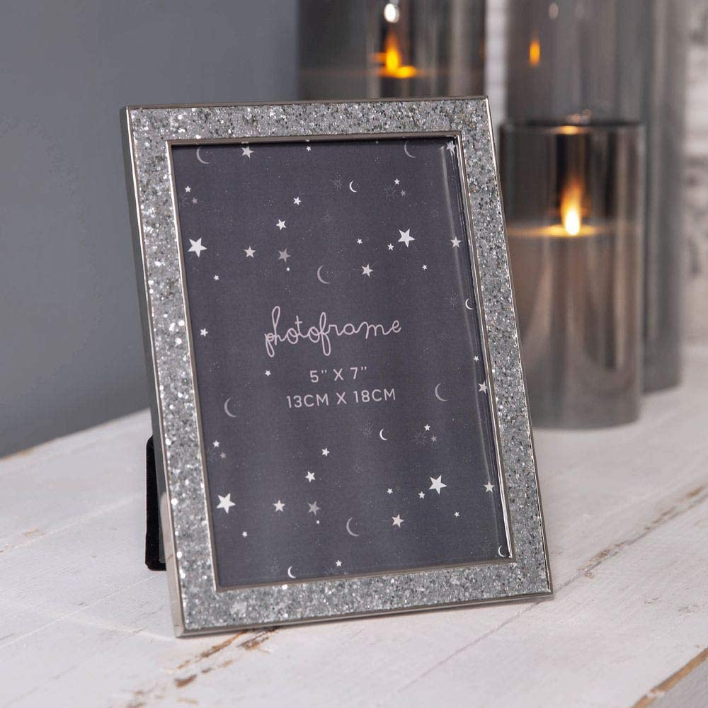 Santa's Workshop 5" x 7" - Silver Glitter Epoxy Inlay Photo Frame