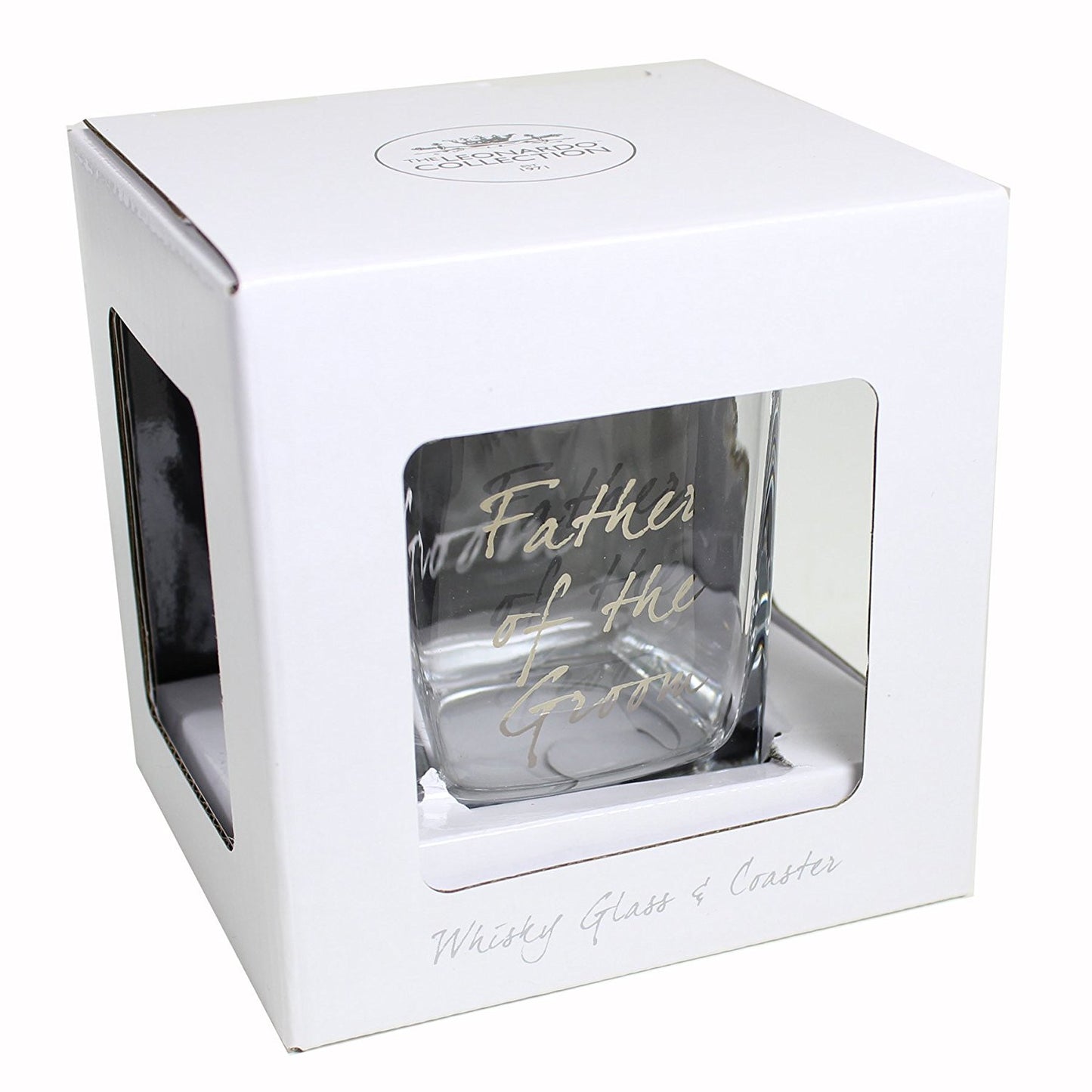 Wedding FATHER of GROOM Whisky Glass & Coaster Thank You Gift LP - hanrattycraftsgifts.co.uk