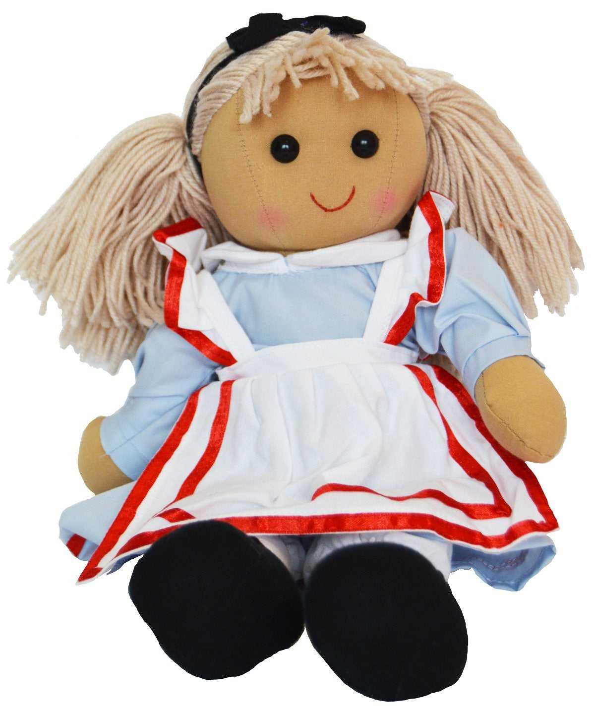 DF, A Beautiful Alice in Wonderland Rag Doll dressed in her pretty blue dress, 40 cm h - hanrattycraftsgifts.co.uk