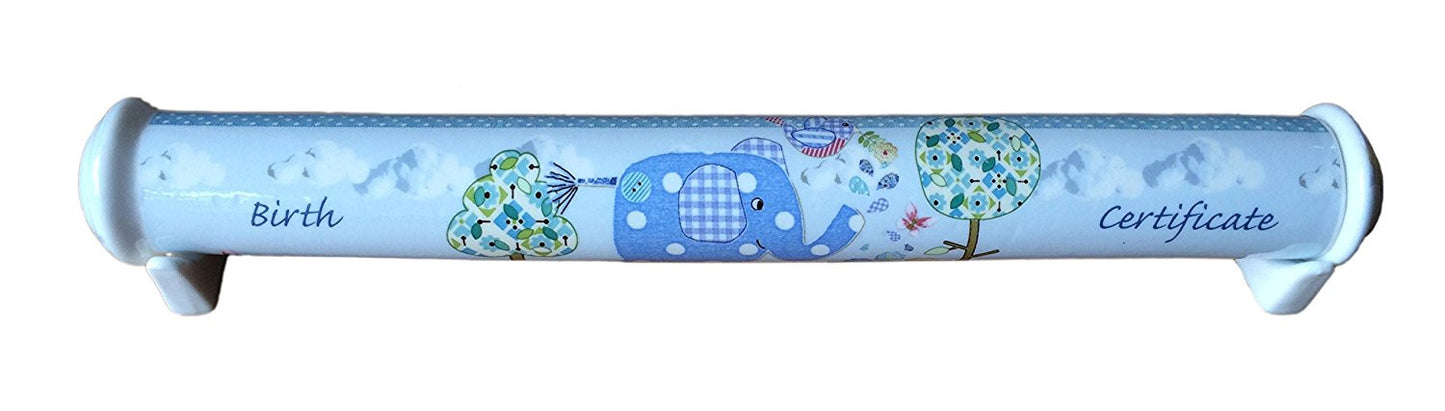 Lesser and Pavey 27cm Little Bird and Ellie Birth Certificate Holder, Blue - hanrattycraftsgifts.co.uk