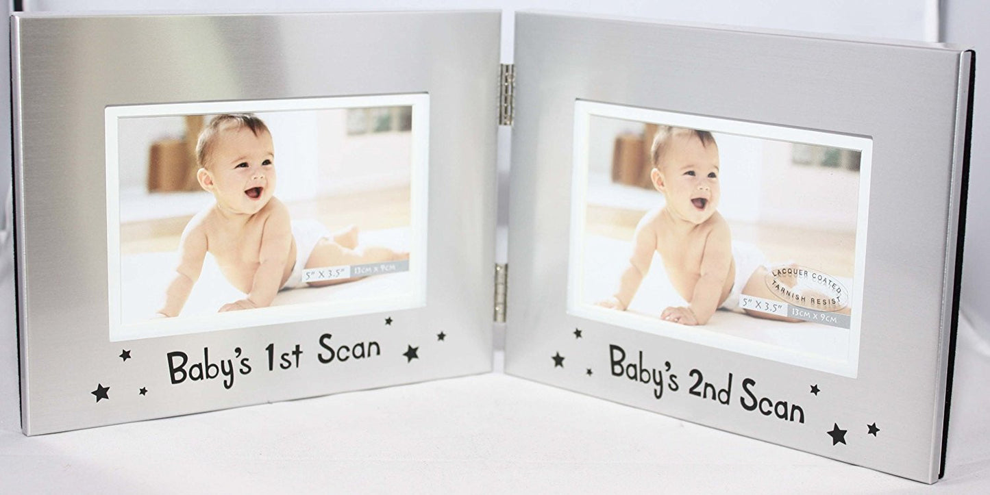 Babys 1st & 2nd Scan 5" x 3.5" Photo Frame - hanrattycraftsgifts.co.uk