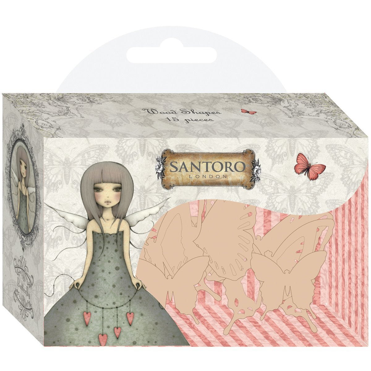 Santoro Mirabelle Wooden Butterfly Elements, Set of 18, Multi-Colour - hanrattycraftsgifts.co.uk