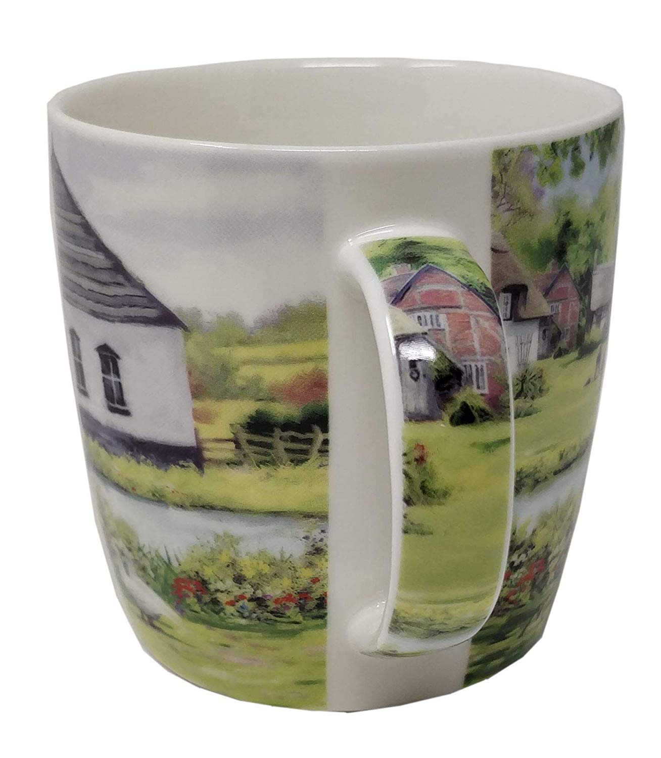 Country Pub River Scene Fine China Mug Cup 9cm x 8.5cm - hanrattycraftsgifts.co.uk