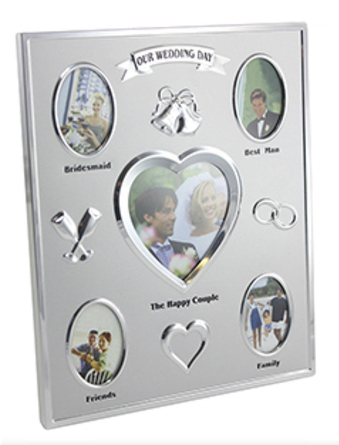 our wedding day silver colour photo frame 5 spaces for pictures - hanrattycraftsgifts.co.uk