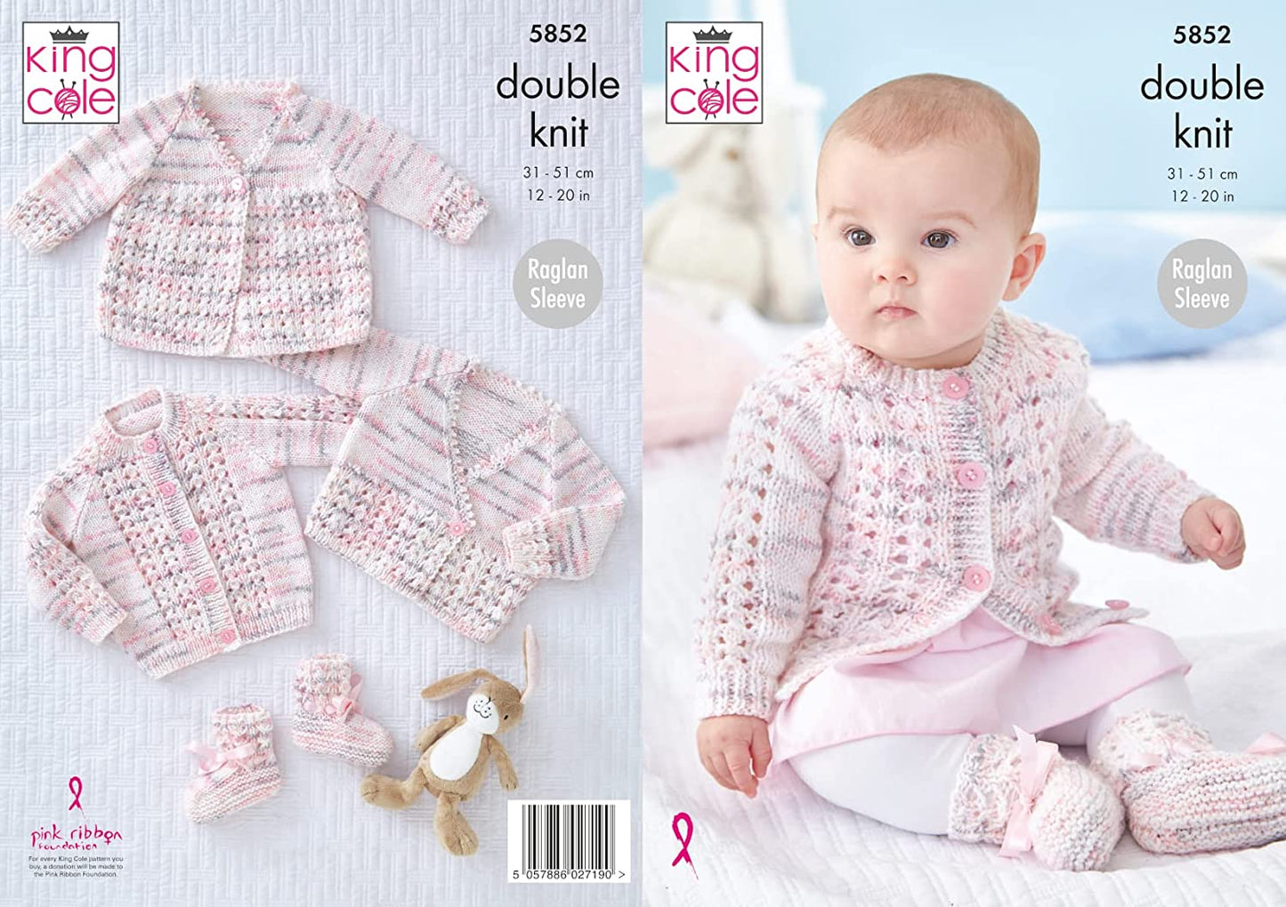 King Cole Baby DK Knitting Pattern Lace Matinee Coat Cardigans & Bootees (5852)