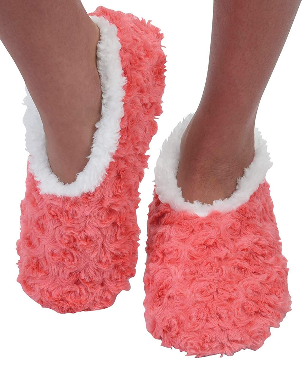 Ladies Super Soft Rose Textured Fur-Like Fabric Snoozies Slippers - hanrattycraftsgifts.co.uk