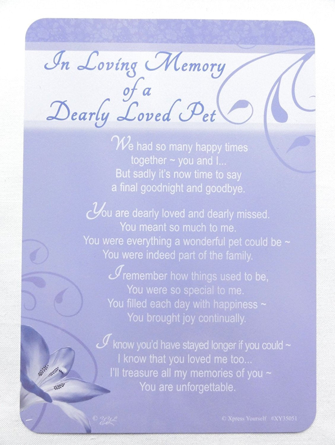 Grave Card - In Loving Memory Of A Dearly Loved Pet - hanrattycraftsgifts.co.uk