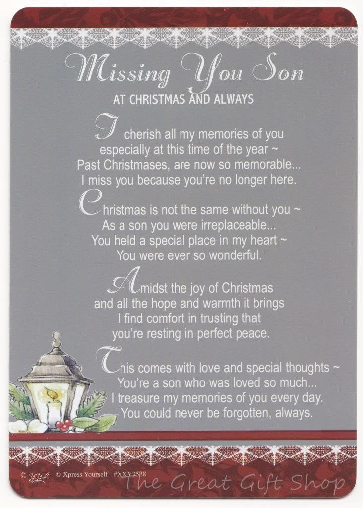 Xpress Missing You Son At Christmas And Always Graveside Memorial Card & Stake Holder Included 5.75 - hanrattycraftsgifts.co.uk