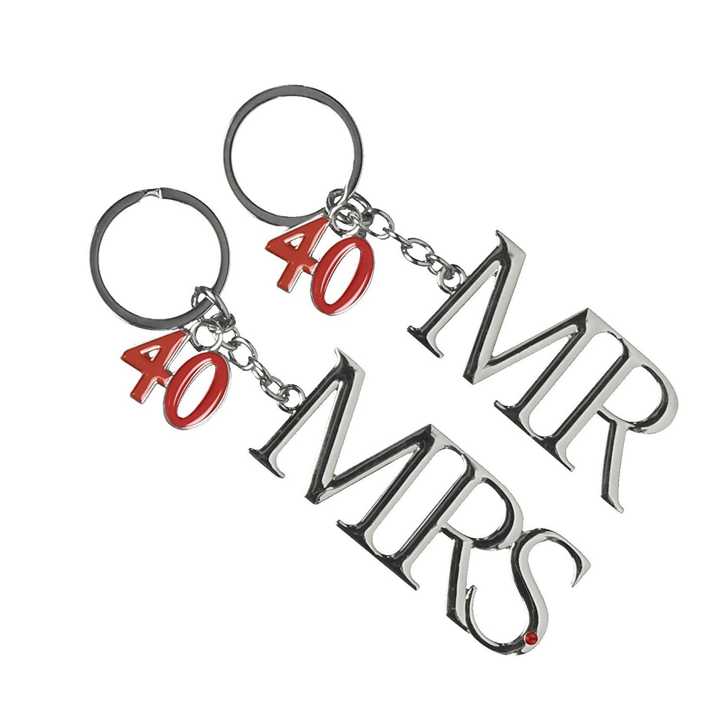 Wedding Anniversary 40th Ruby Silver Plated Mr & Mrs Keyring - hanrattycraftsgifts.co.uk