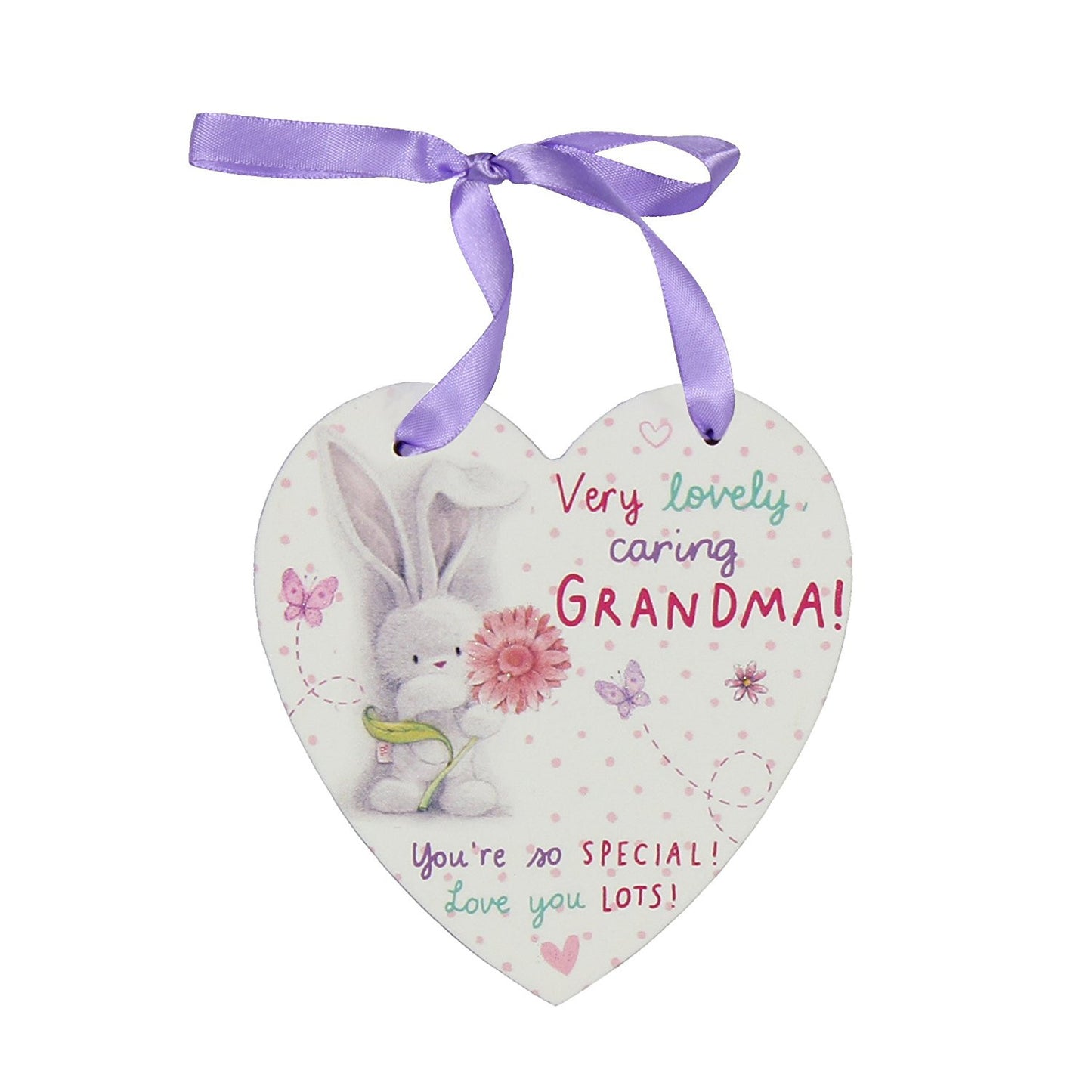 Grandma Decorative Heart, Bunny and Flowers Hanging Wall Plaque - hanrattycraftsgifts.co.uk