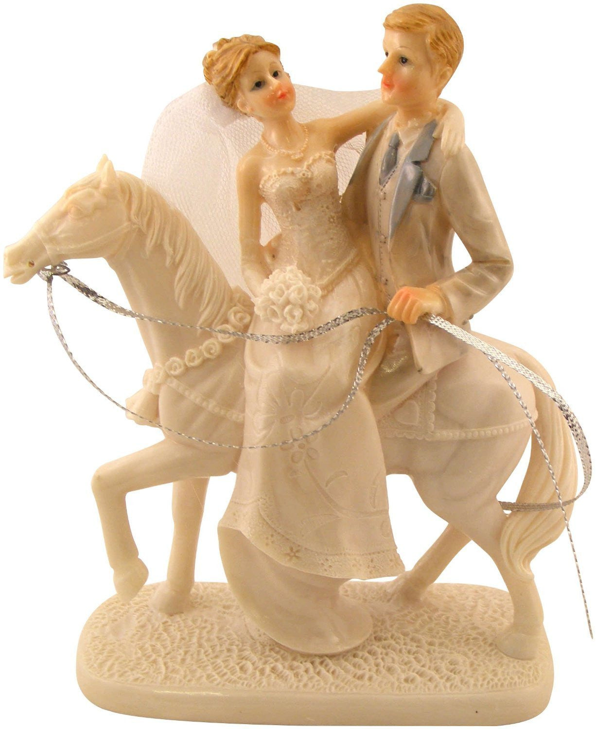 shiny resin bridegroom on horse - hanrattycraftsgifts.co.uk