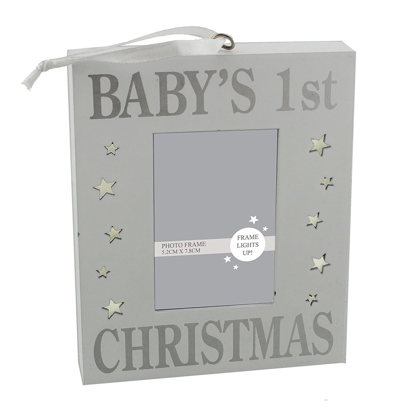 Baby's 1st Christmas Photo Frame- Silver Sparkle Light Up Wall Plaque / Photo Frame - hanrattycraftsgifts.co.uk