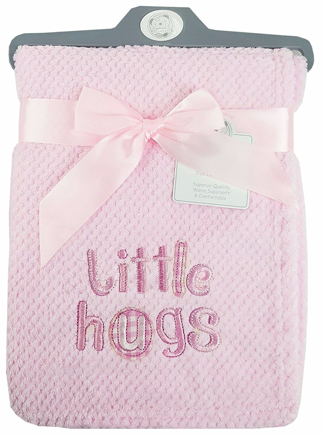 Baby Waffle Fleece Wrap Pink Blanket - Little Hugs - hanrattycraftsgifts.co.uk