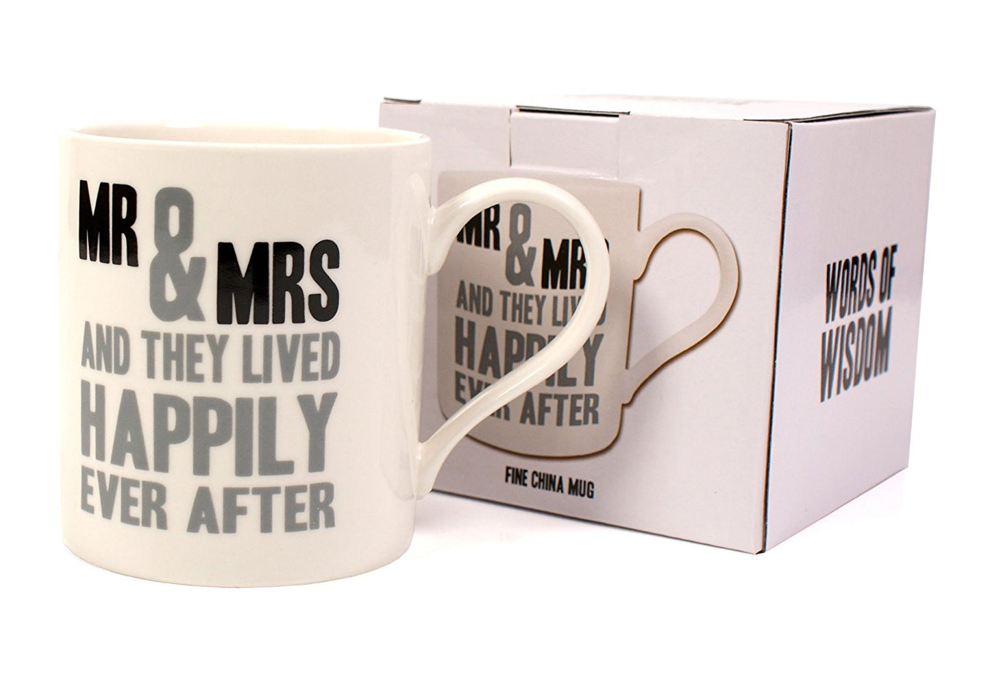 Fine China Mug - Mr and Mrs and They Live Happily Ever After - Great wedding gift! - hanrattycraftsgifts.co.uk
