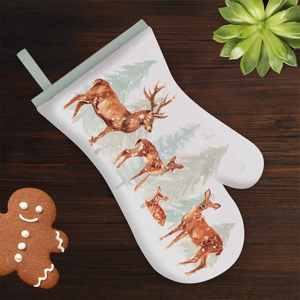 Forest Family Deer and Stag Pair of Cotton Oven Gloves