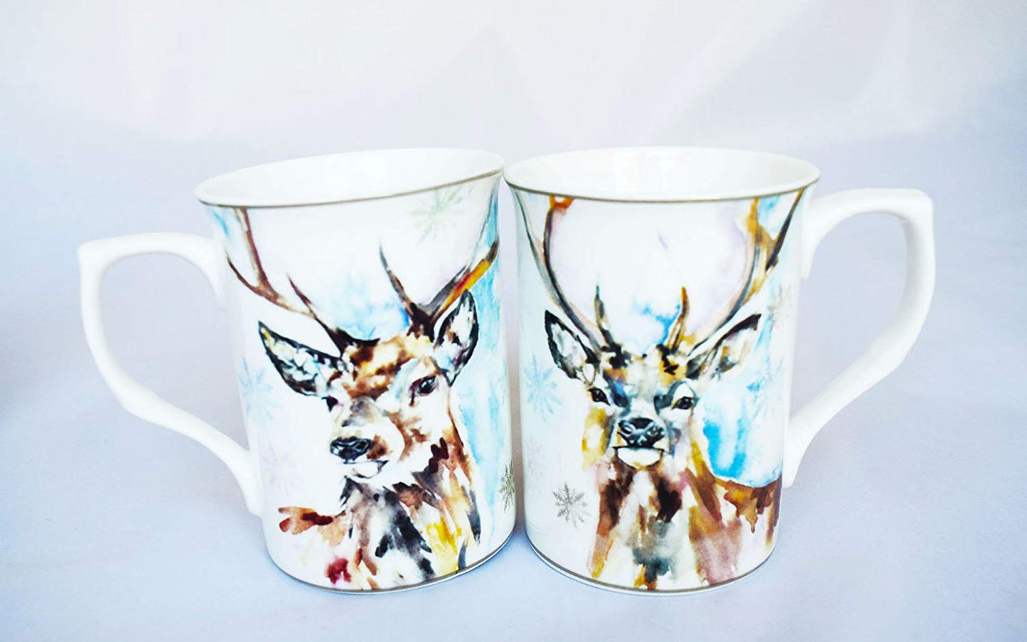 Set Of 2 Two Reindeer Mugs Christmas Wildlife Coasters Leonardo Collection China - hanrattycraftsgifts.co.uk