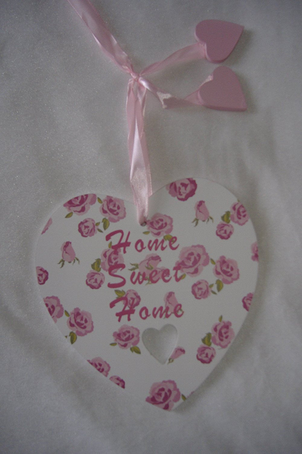 Rose bud heart with Home Sweet Home saying - hanrattycraftsgifts.co.uk
