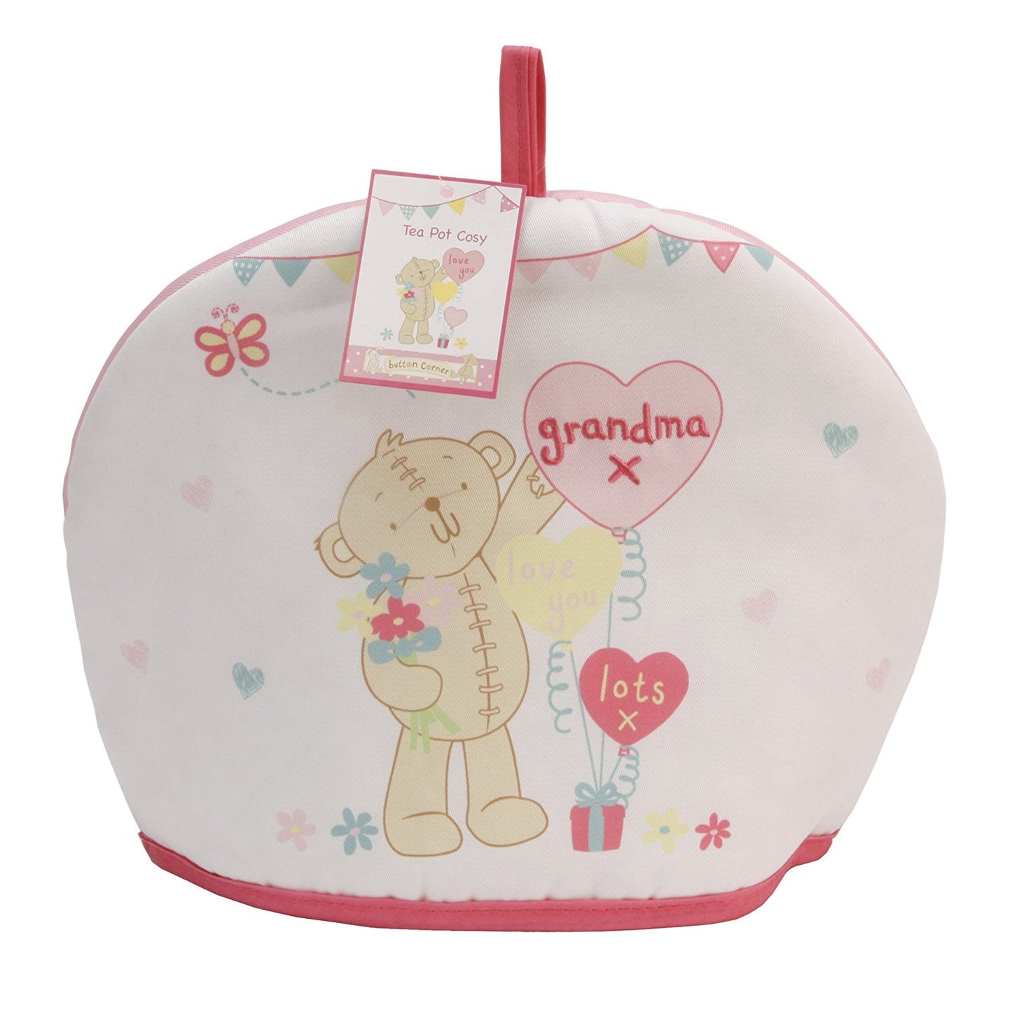 Button Corner "Grandma Love You Lots x" Tea Cosy - hanrattycraftsgifts.co.uk
