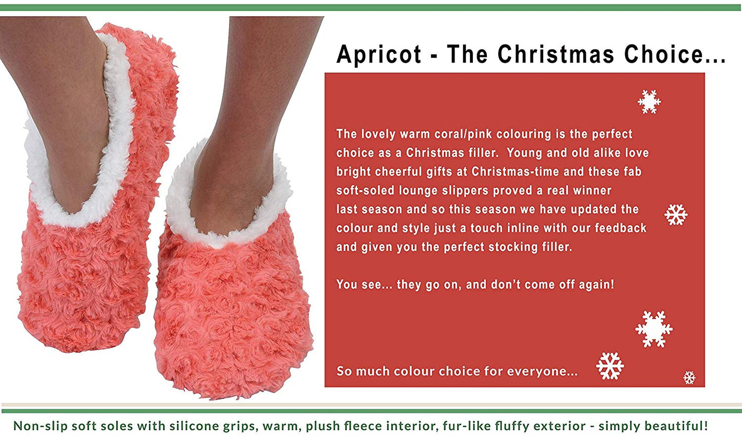Ladies Super Soft Rose Textured Fur-Like Fabric Snoozies Slippers - hanrattycraftsgifts.co.uk