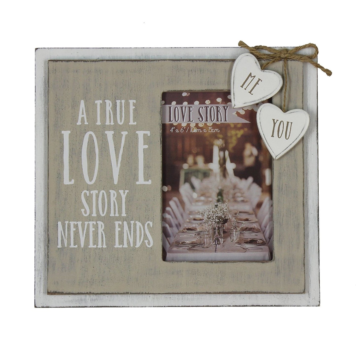 Love Story Wooden Frame "True Love Story" 4" x 6" - hanrattycraftsgifts.co.uk