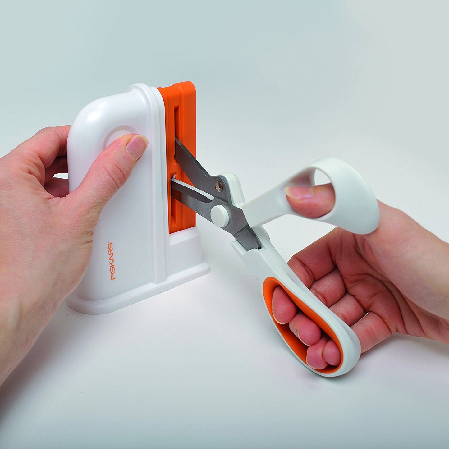 Fiskars Universal Scissor Sharpener, Plastic, Orange/White - hanrattycraftsgifts.co.uk