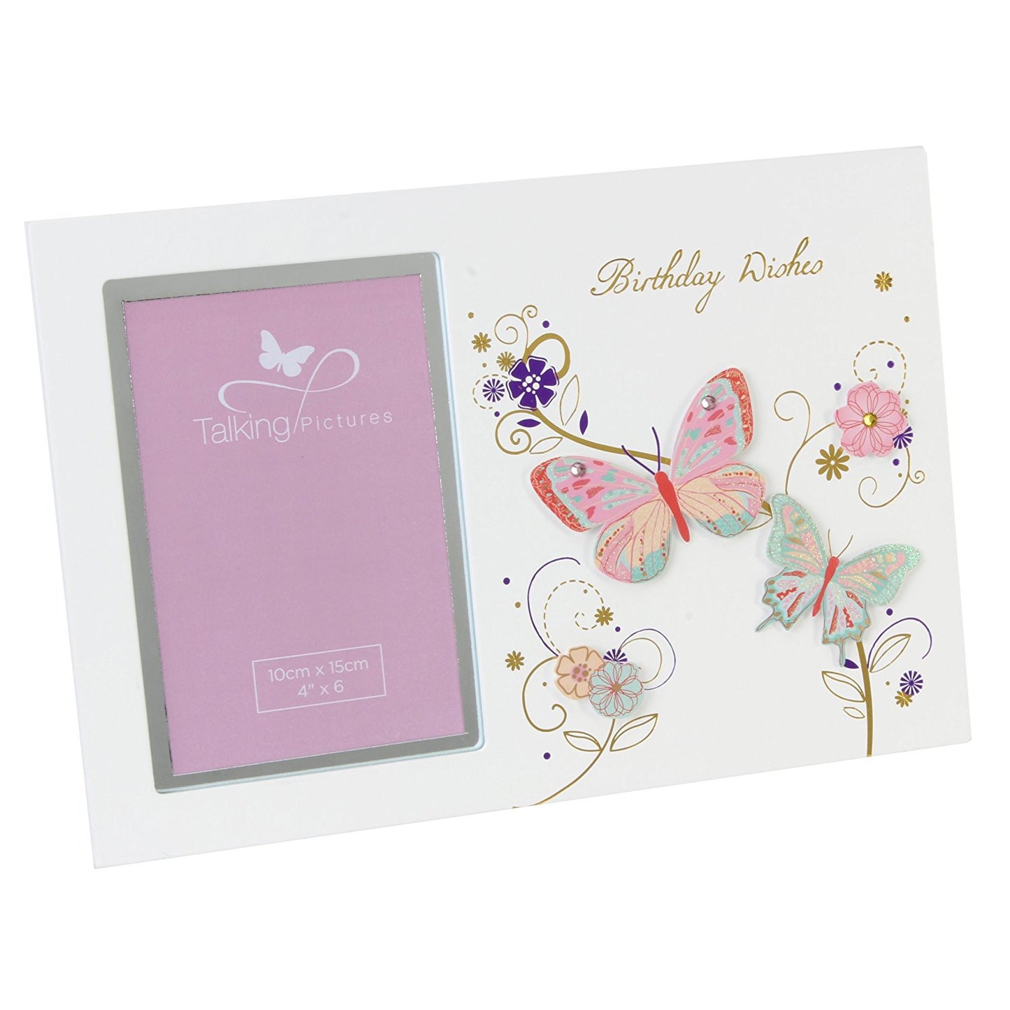 Talking Pictures Sorbet Coll MDF Photo Frame 6"x4" - Birthday Wishes - hanrattycraftsgifts.co.uk