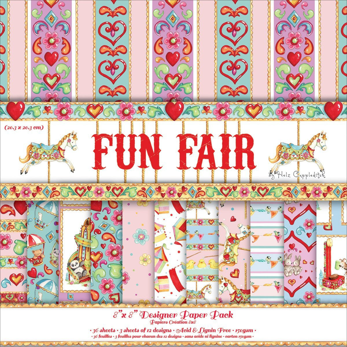 Premium Craft Cardstock Fun Fair Helz Cuppleditch 8 x 8Ó Scrapbook Paper Pack - hanrattycraftsgifts.co.uk