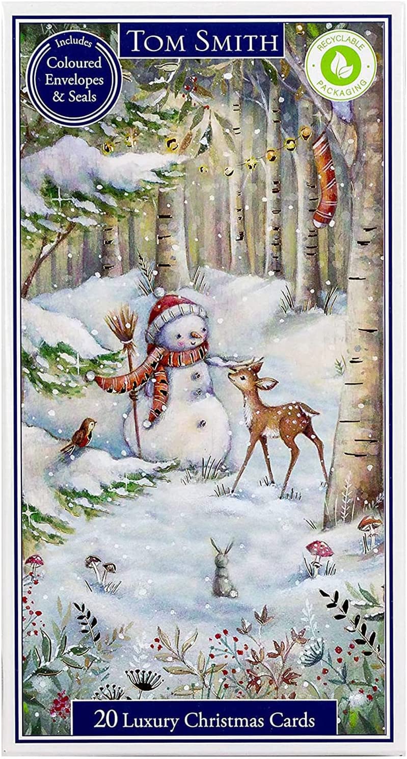 Tom Smith - Christmas Cards | Card set in box | Designed in the UK | Greeting Cards for Friends & Family - Snowman