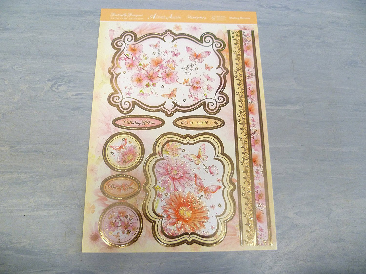 Hunkydory Crafts Butterfly Bouquet A4-Blushing Blossoms Luxury Topper Set - hanrattycraftsgifts.co.uk