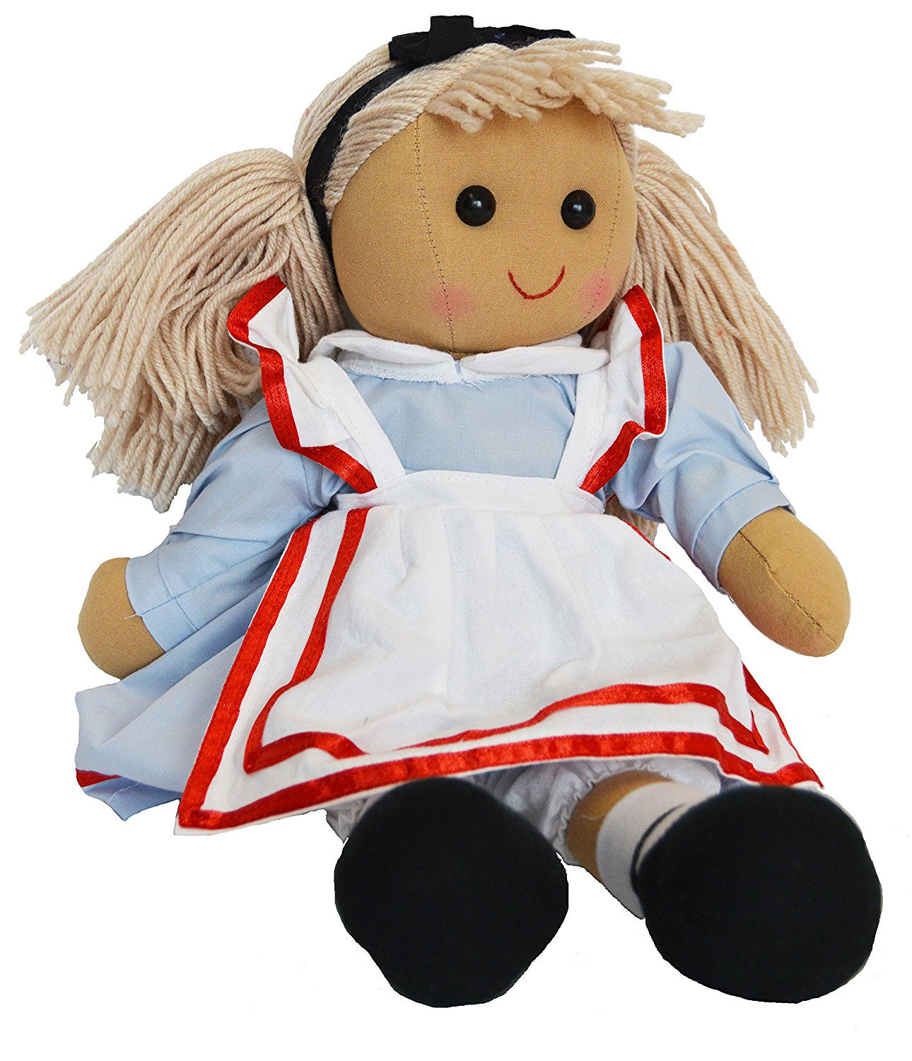 DF, A Beautiful Alice in Wonderland Rag Doll dressed in her pretty blue dress, 40 cm h - hanrattycraftsgifts.co.uk