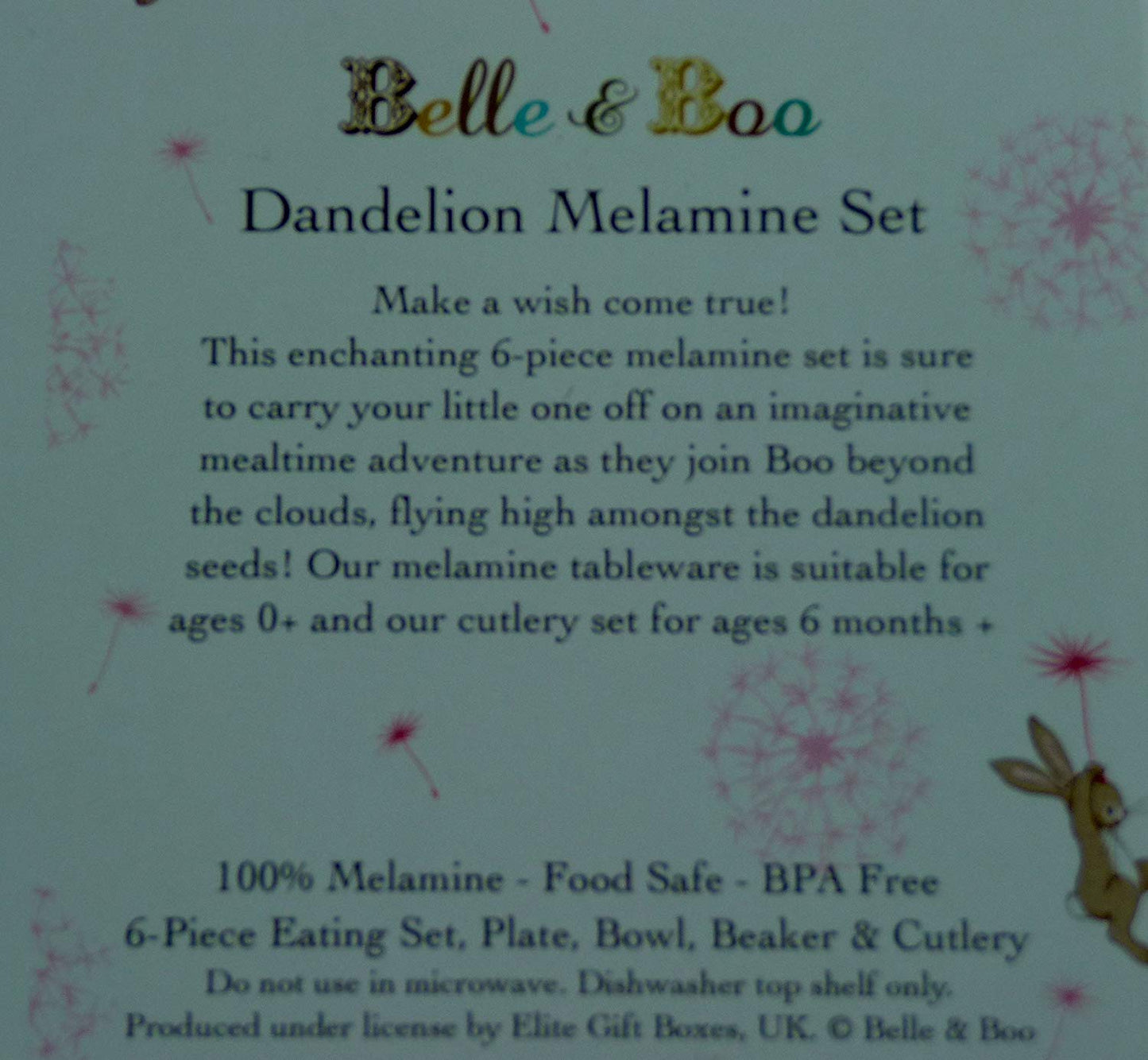 Belle & Boo Dandelion Melamine Set - hanrattycraftsgifts.co.uk