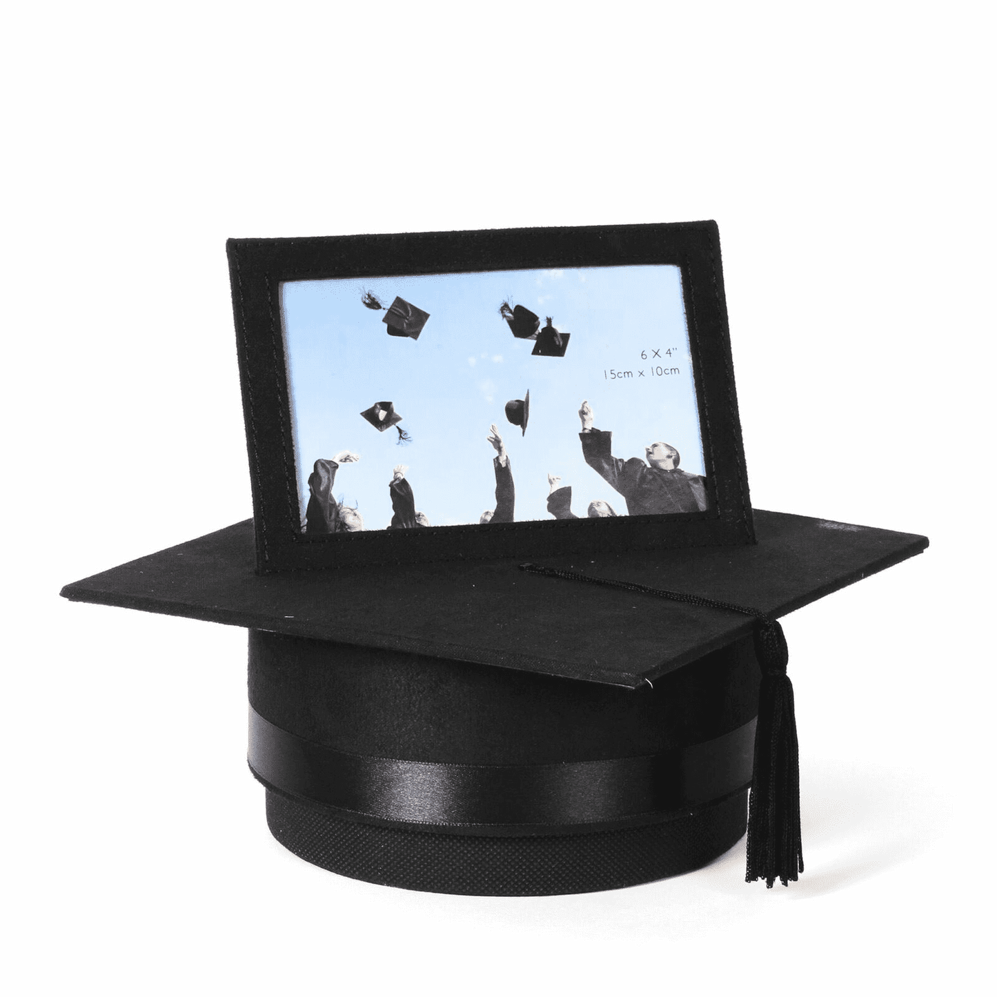 Black Suede Graduation Hat/Box style 4" x 6" Frame