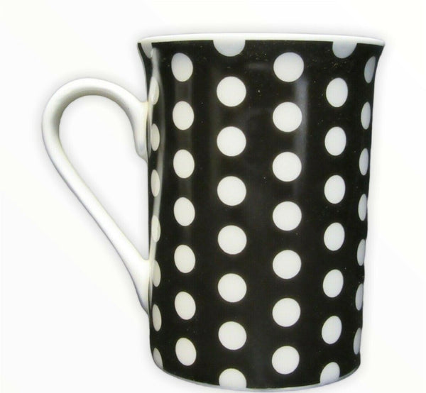 Bone China Spotty Mug Polka Dots Black & White Coffee Tea Mug