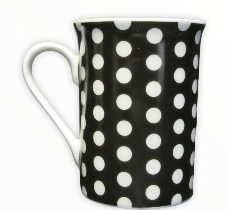 Bone China Spotty Mug Polka Dots Black & White Coffee Tea Mug